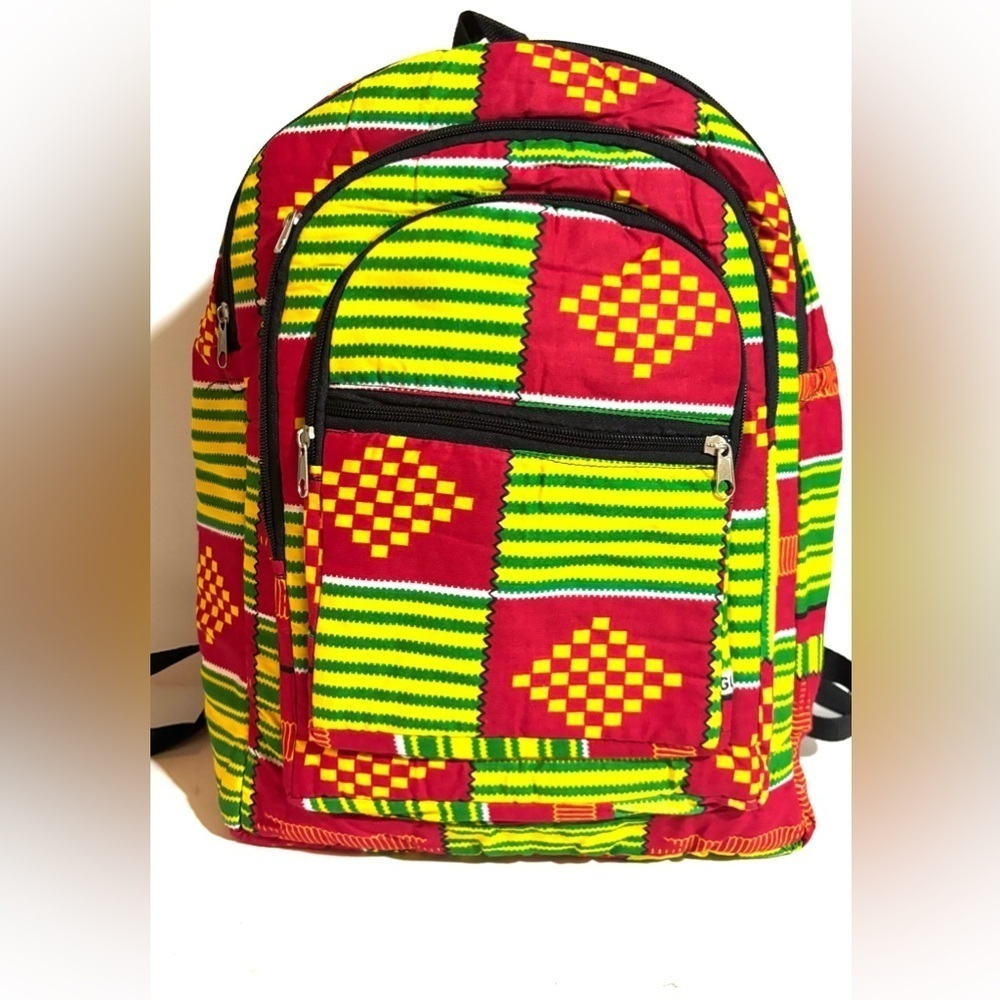 African ankara unisex handmade geometric backpack